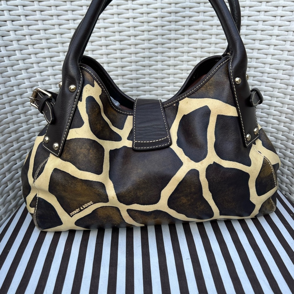 Dooney & Bourke Giraffe Large Leather Lock Logo Satchel ~RARE~RETIRED~ - Picture 5 of 16